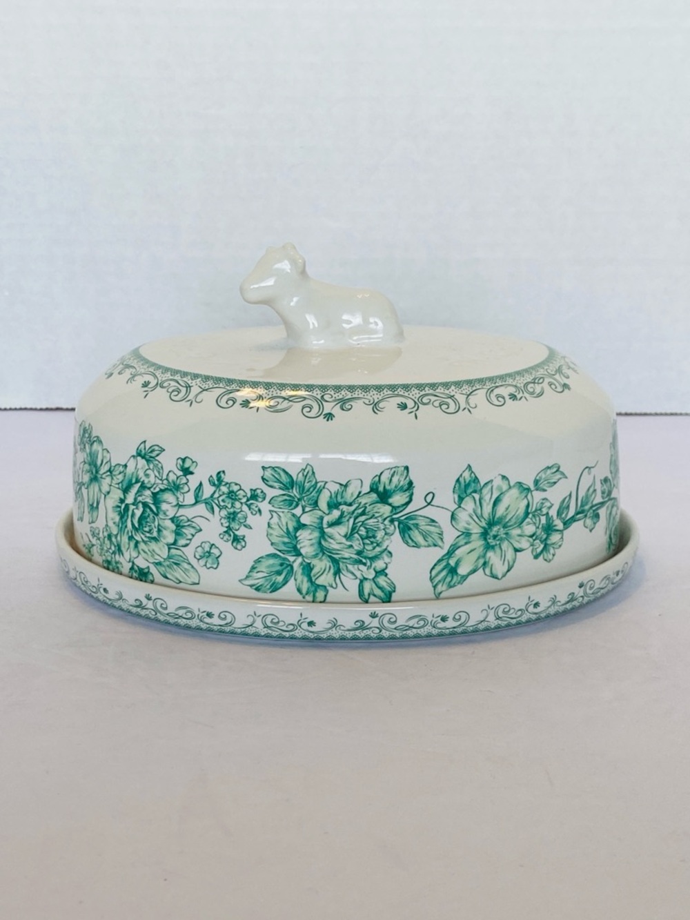 The Pioneer Woman Agatha Stoneware Double Stick Butter Dish in green